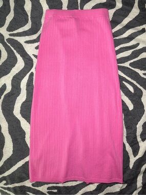 FREE PEOPLE Pink Ribbed Knit Midi Skirt